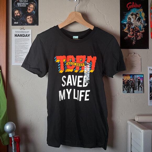 Neck Deep X Song's That Saved My Life NWT Men's Small Black Cotton S/S T-Shirt - Picture 2 of 9
